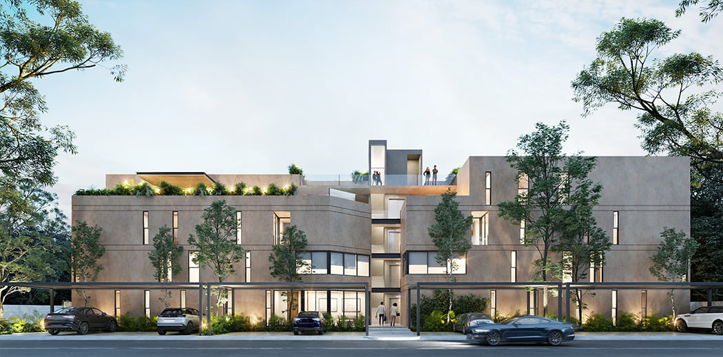 Fachada de Ninfa, proyecto inmobiliario en Temozón Fachada de Ninfa, proyecto inmobiliario en Temozón
